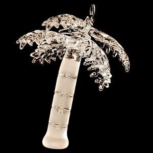 Palm Tree Glass Christmas Tree Ornament Clear Top With Frosted Trunk By Demdaco